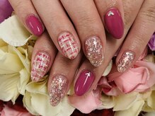 ダブルネイル(Double Nail)/【ほり】キラキラ×ツイード