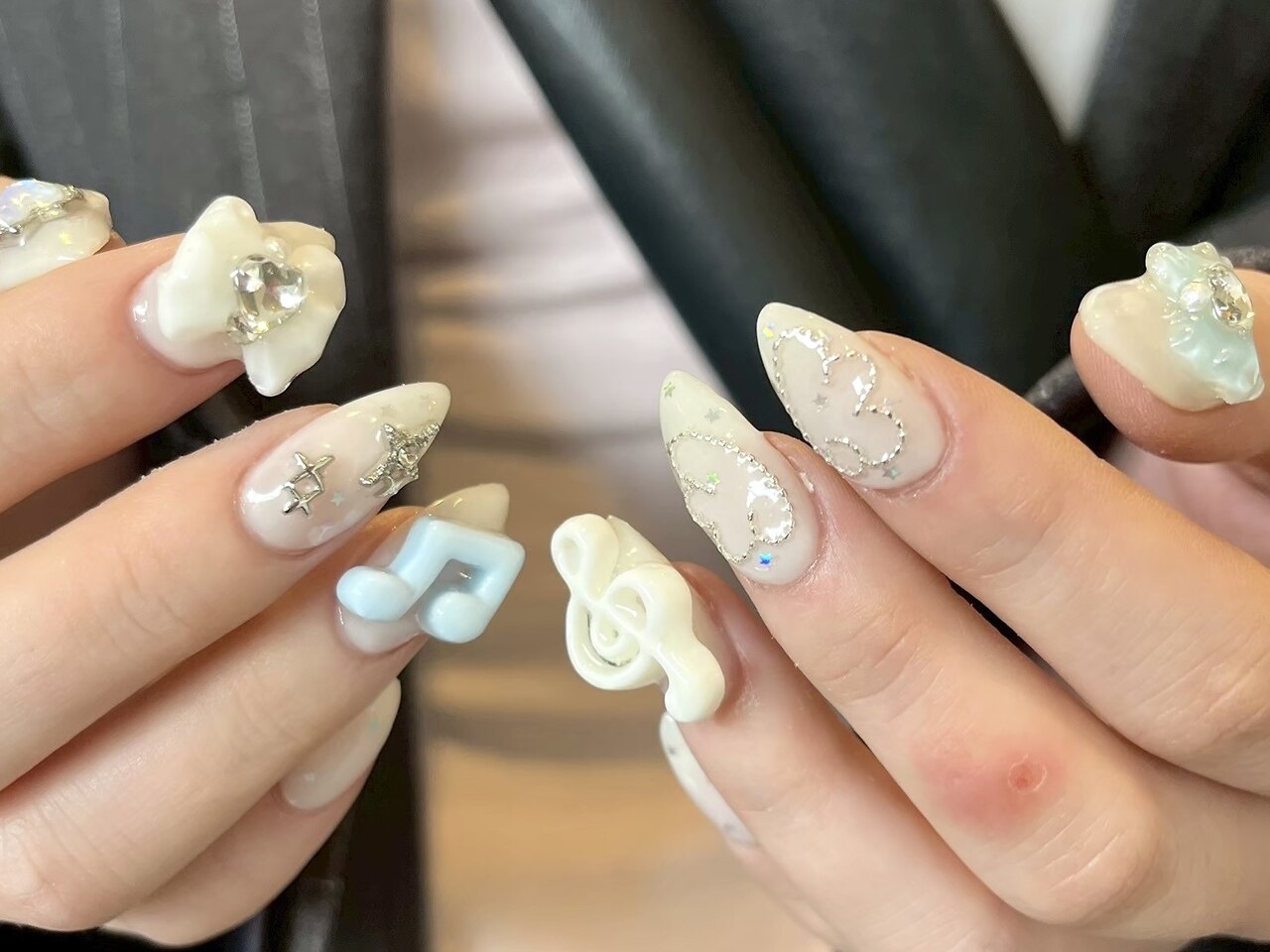 ネイルチップ ワンホン ウィッシュコア リボン ハートホロ ビジュー ネイルチップ ワンホン ウィッシュコア リボン ハートホロ ビジュー