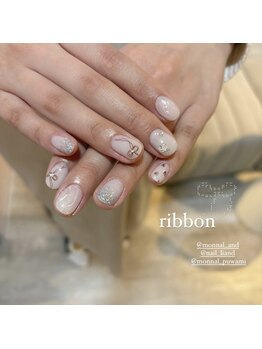 モナールアンド(MONNAL&)/手書きリボンネイル