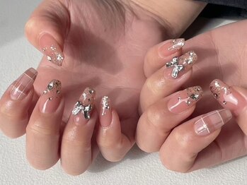 ランド ネイル 博多(LAND)/チェック×クロムリボン♪