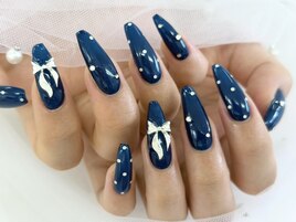【森】ネイビー キラキラネイル