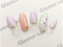 グラマーネイル(Glamor nail)/定額 ハートホロ×フレンチ¥6800