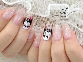 ピンク×キャラクターネイル