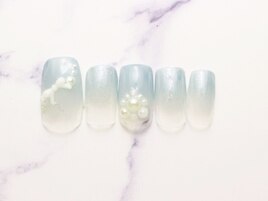 白リボンパールネイル初回￥6980