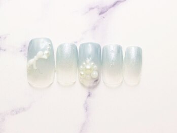 白リボンパールネイル初回￥6980