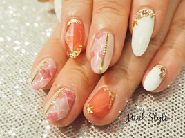 宝石＆タイル柄ネイル