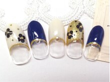 ネイルサロン トリック(Nail Salon TRICK)/ブラック花フレンチ