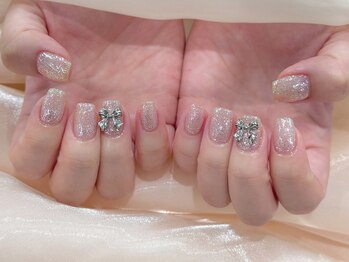 ルレーブ(LE REVE)/ワンカラーネイル×リボンパーツ