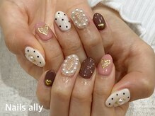 ネイルズアリー 立川店(Nails ally)/ハート×ドット×囲みパール×秋