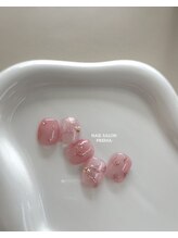 NAIL SALON -PREMA-/ピンクミラーハートデザイン