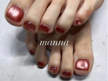 マンナネイル(manna nail)の写真/足先から季節を先取りしておしゃれな印象に♪＜【Foot】ワンカラー￥5500/マグネットorフラッシュ￥6300＞