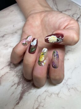 ゼロ アトリエ(ZERO Atelier)/ニュアンスお花ネイル