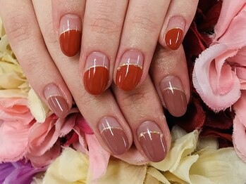 ダブルネイル(Double Nail)/【ほり】アシメカラー丸フレンチ