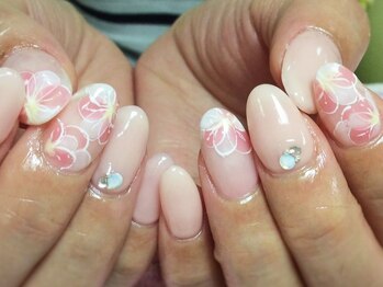 ネイルネイル 南森町店(nailnail)/手描きのお花で差がつくデザイン