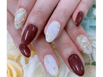 ダブルネイル(Double Nail)/【ほり】ボルドーカラー