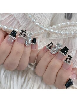 リンドネイル バイ モカ アンド ララ(Lind nail by moca and LaLa)/千鳥柄ネイル