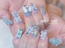 ノレネイル(nore nail)/水色 リボンネイル