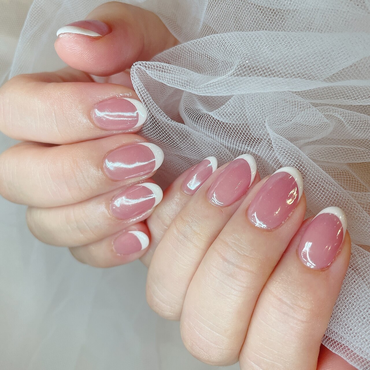 ネイルチップ量産型フレンチガーリー推しネイルワンホン