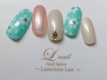 エルネイルアンドブラン 橋本店(Lnail×Blanc)/ラブリーカラー×小花柄