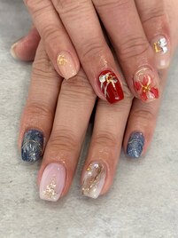 和柄　お正月ネイル