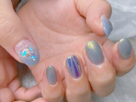 水色ホイルネイル【錦糸町】