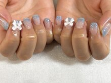 アルティノ ネイル ガーデン(altino nail garden)/ラメグラ×リボン