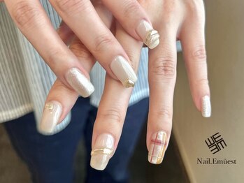 ネイル エミュスト(Nail Emuest)/秋ネイル/チェックネイル