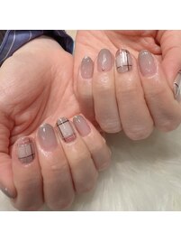 カラグラｘチェックネイル