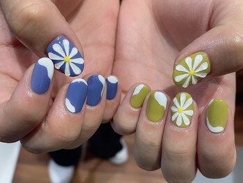 エムスラッシュアヴェダ 自由が丘(M.SLASH AVEDA)/flower×blue×Yellowgreen