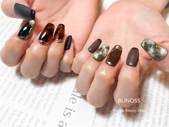 ブリノス(BLINOSS)/べっ甲&マーブル☆ロングネイル