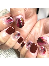 ボルドーニュアンスネイル