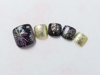 ネイルサロン ロゼプリュム/グッとシックなフットネイル