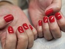 赤のワンカラーネイル