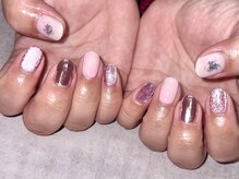 パープルの爪屋/ピカピカ春春ネイル