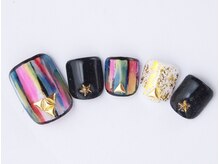 ネイルサロン ドレリッチ 大宮店(drerich)/ストライプ風タイダイFOOT