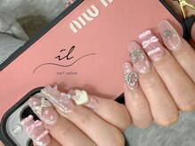 イル 神戸店/ピンク×ホワイトミラーネイル