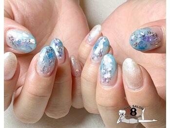 ネイルエイト 新百合ヶ丘(nail8)/爽やかブルー シェル ネイル
