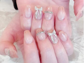 デコール 心斎橋(DECOR)/シルバーリボンビジューネイル