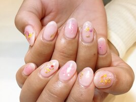 チークネイルと押し花