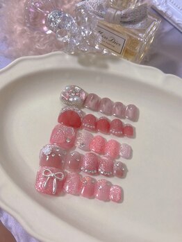 ピンクハルナネイル(pink haruna nail)の写真/ピンクネイルやフットネイル特化サロンなので可愛い好きの方に向けた定額サンプルが沢山♪