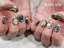 ネイルズアリー 立川店(Nails ally)/ミラー×ストーン×ニュアンス