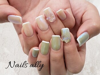 ネイルズアリー 立川店(Nails ally)/オーロラ×バタフライ×スキニー