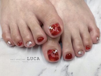 ネイルアトリエルカ(nail atelier LUCA)/W-808 大人上品赤べっ甲ネイル