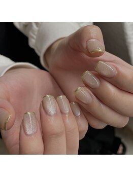 グラウネイル(glaw nail)/マグネット×ミラーフレンチ