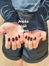 秋ワンカラー　　赤ネイル