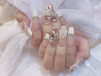 デコール 心斎橋(DECOR)/白フレンチピンクストーンネイル