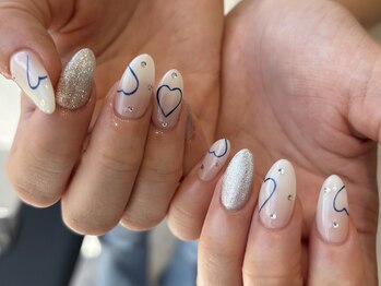 ヘアーアンドメイク アース 高崎店(HAIR＆MAKE EARTH)/手書きハートネイル