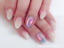 オーロラネイル×白グラデ