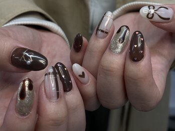 ブラウン×ピンク