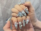 キラキラ水色ごてごてネイル